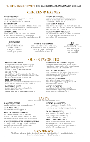 Pompton Queen Menu - Chicken & Kabob/Queen Favorites/Pasta